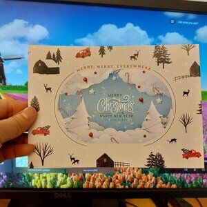 Xmas Christmas Flat Cards Postcard Type One Piece Merry Merry Everywhere Festive